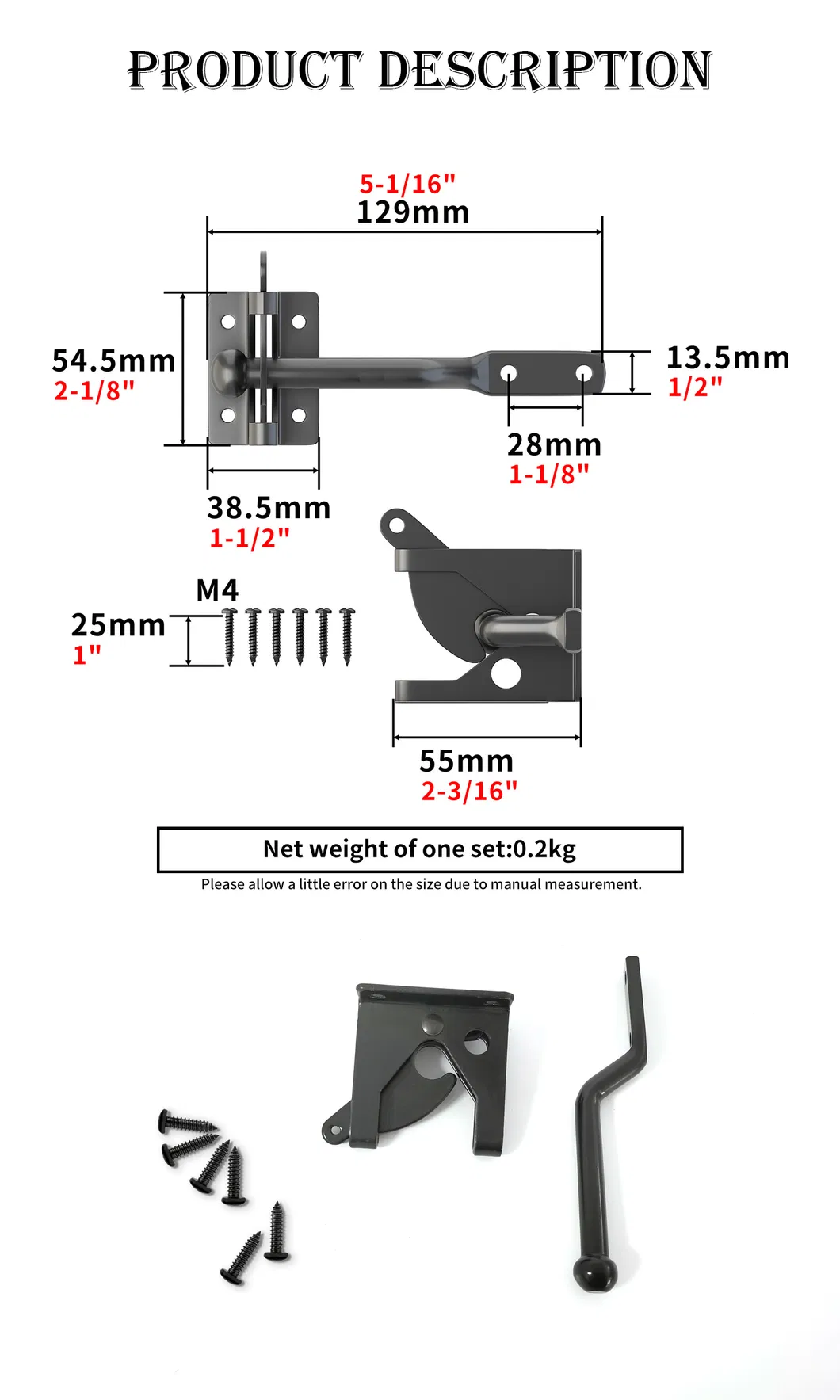Self Locking Gate Gravity Latch Gate Latch for Metal Wooden Fence