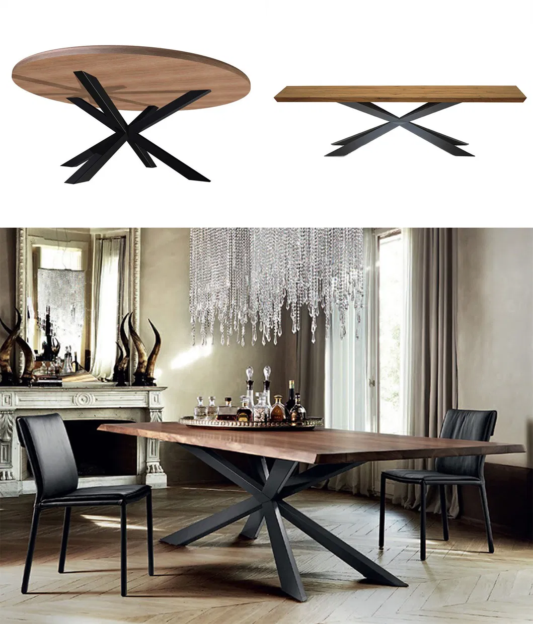 Cross Frame Round Pedestal Coffee Industrial Restaurant Dining Metal Table Frame