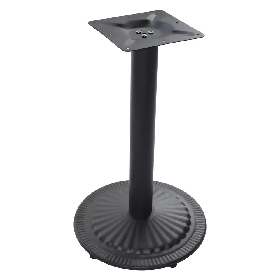 Black Round Shape Iron Metal Table Base with Leveling Legs for Cafe