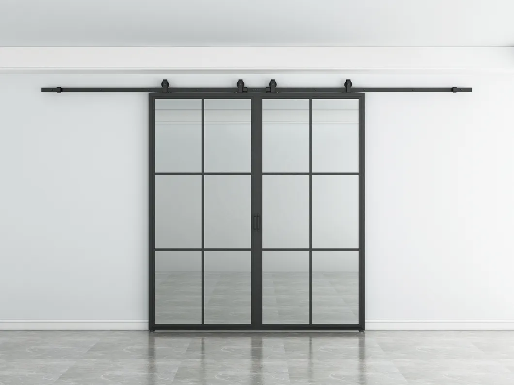 French Door Sliding Double Glass Barn Door Frame