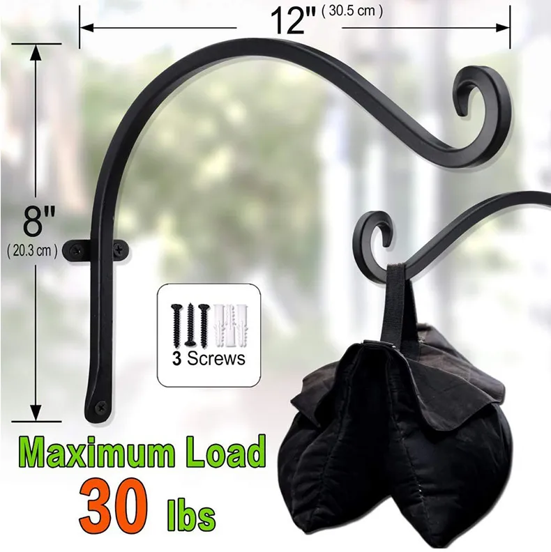 Flower Basket Wind Chime Lantern White Plant Hooks Outside Hanging Plant Bracket