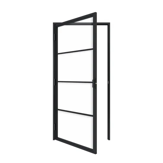 Fashion Steel Framed Swing Glass Door with Door Lock