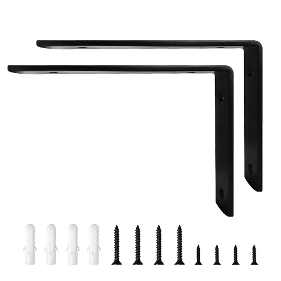 Extra Thick Rustic Black Iron Wall Mounted Rustic Iron L Brackets