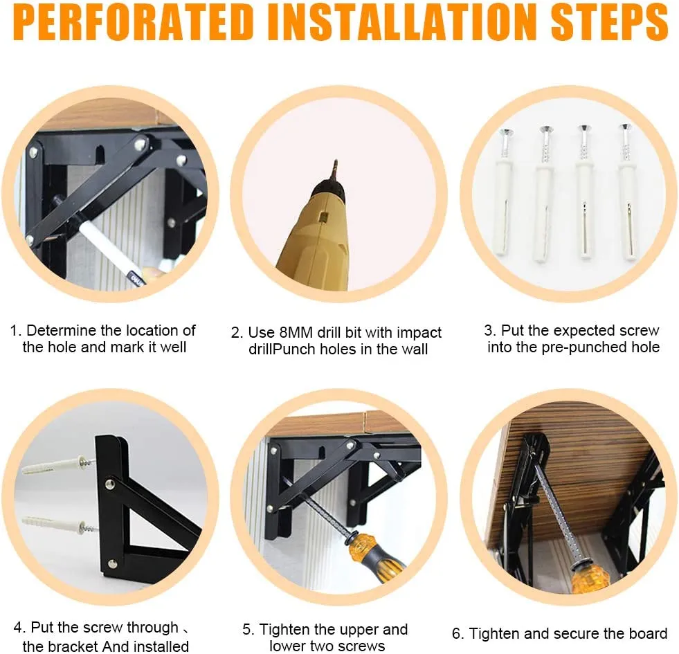 Adjustable Foldable Wall Mount Decorative Metal 18&quot; Folding Shelf Bracket