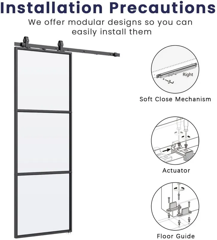 Mechanism Interior Mount Barn Door Hardware Kit Glass Sliding Barn Door