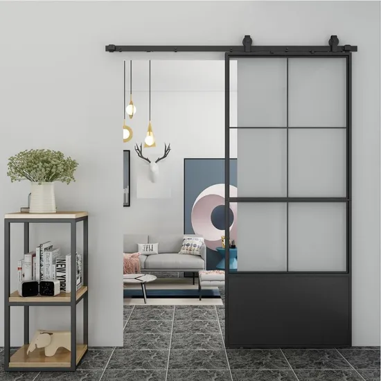 Barn Door Hardware Track Set French Glass Doors with Softclose Mechanism