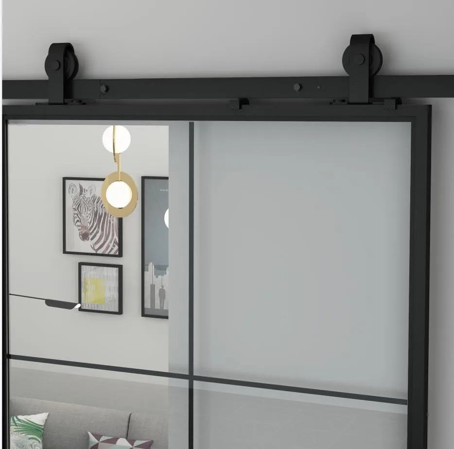 Barn Door Hardware Track Set French Glass Doors with Softclose Mechanism