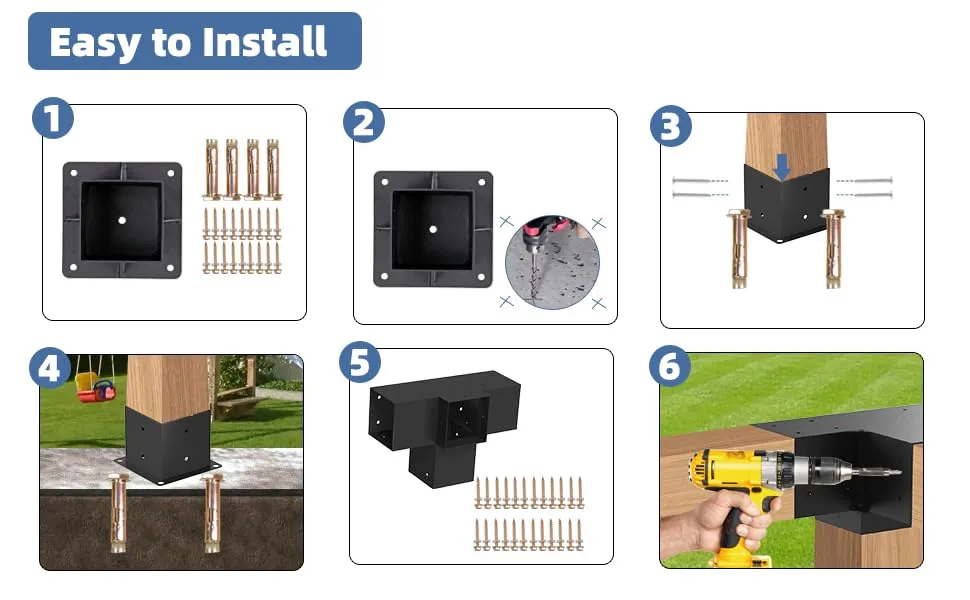 Metal Right Angle Corner Bracket Kit for Wood Beams Gazebo Pergola Kit