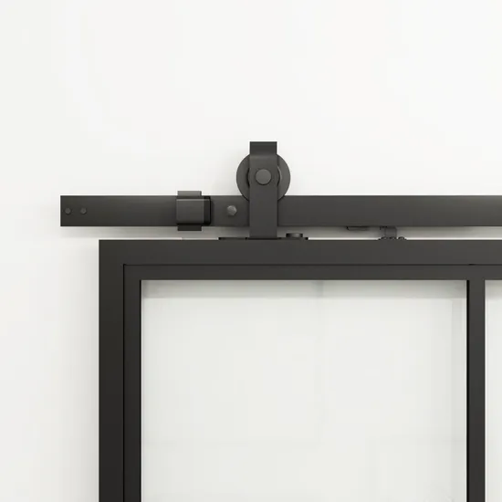 Metal Frame Glass Doors with Tempered Glass Clear with Sliding Door