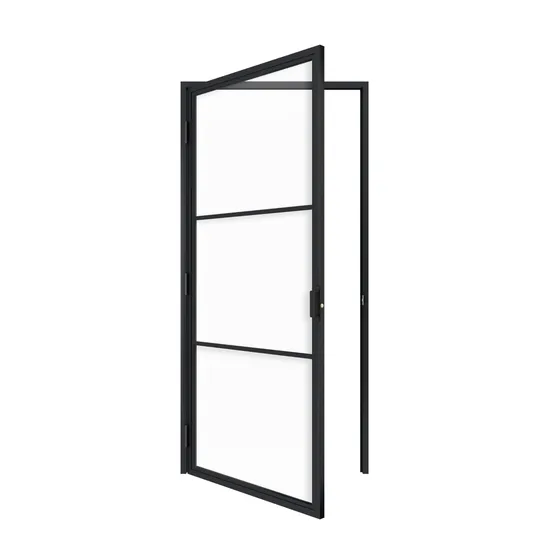 French Style Steel Frame Clear Glass Swing Door with Hardware for Kitchen