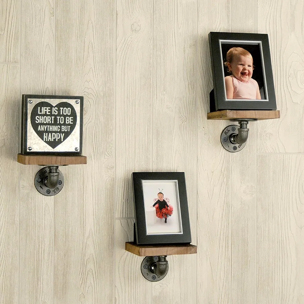 Retro Wall Mount Hanging Hook Wooden Decorative Shelf Brackets