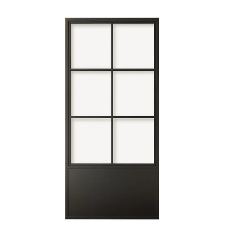 Black Powder Coated Sliding Glass Door with Steel Frame and Skirt Board