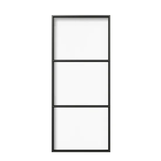 Three Lites Glass Barn Door for Kitchen or Bedroom with Sliding Hardware