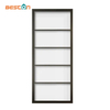 Morden Steel Framed Clear Glass Sliding Barn Door with Hardware