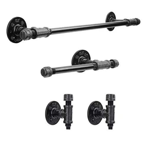 Rustic Pipe Wall Mount Towel Rack Bath Hardware Fixture Set Bracket