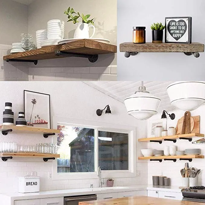 8 Inch Black Floating Shelf Brackets Retro Wall Mounted Square Shelf Supports