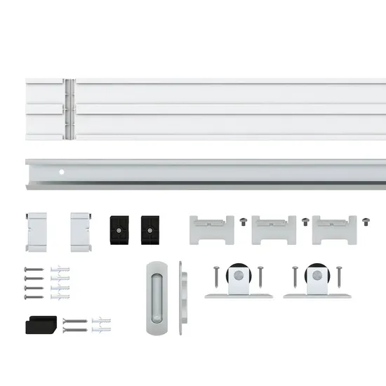 6-Lite Plastic Sliding Barn Door with Handle and Hardware Kit