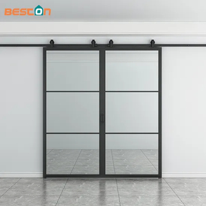 French Door Sliding Double Glass Barn Door Frame