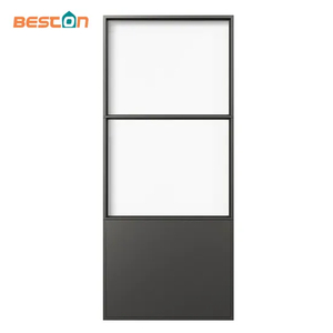 Barn Door Paneled Metal Glass Concorde Barn Door with Installation Hardware Kit