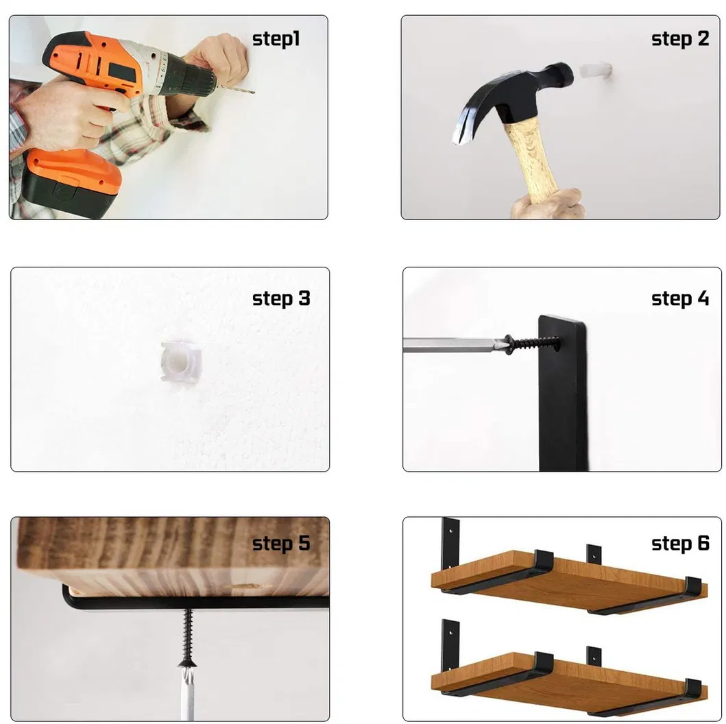 DIY L Set Cast Iron Metal Wall Floating Shelf Brackets for Shelves