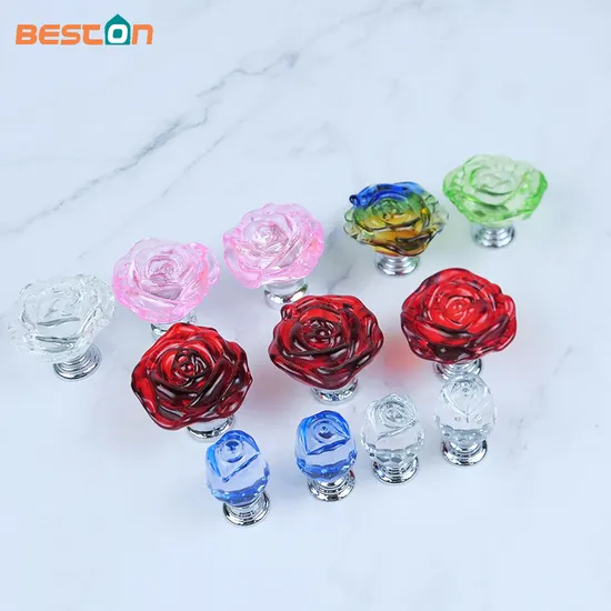 Rose Shape Kitchen Knob Lever Rhinestone Colorful Handles Crystal Cabinet Knob Handle