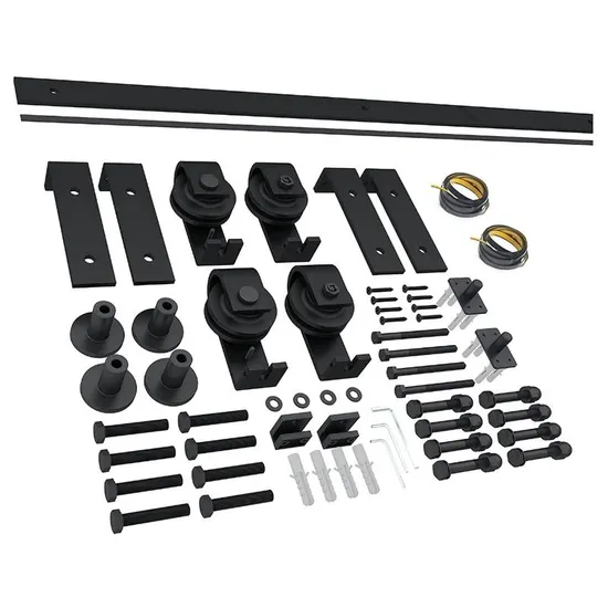 Bi-Folding Sliding Barn Door Hardware Flat Track Top Mount Roller Kit