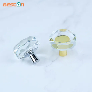 Natural Crystal Irregular Handle Sliced Shape Crystal Glass Door Lever Pull Handles