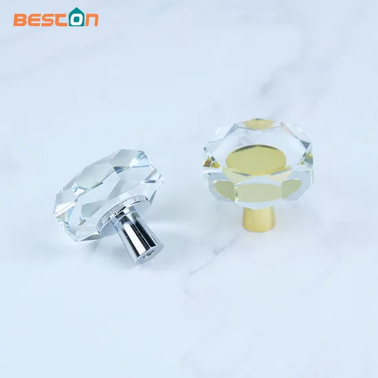 Natural Crystal Irregular Handle Sliced Shape Crystal Glass Door Lever Pull Handles