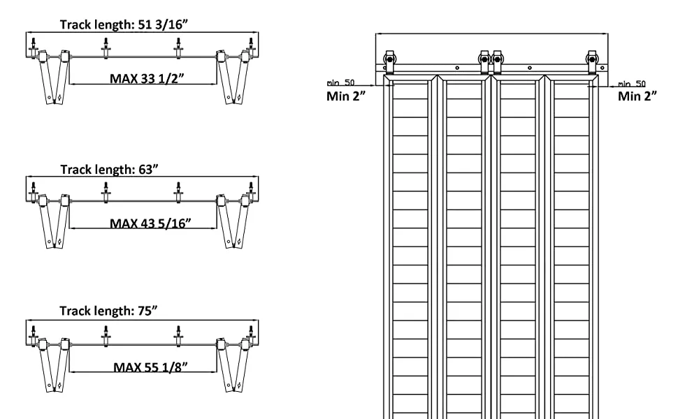 Roller Bifold Door Barn Bi Folding Barn Door Kit for 4 Doors