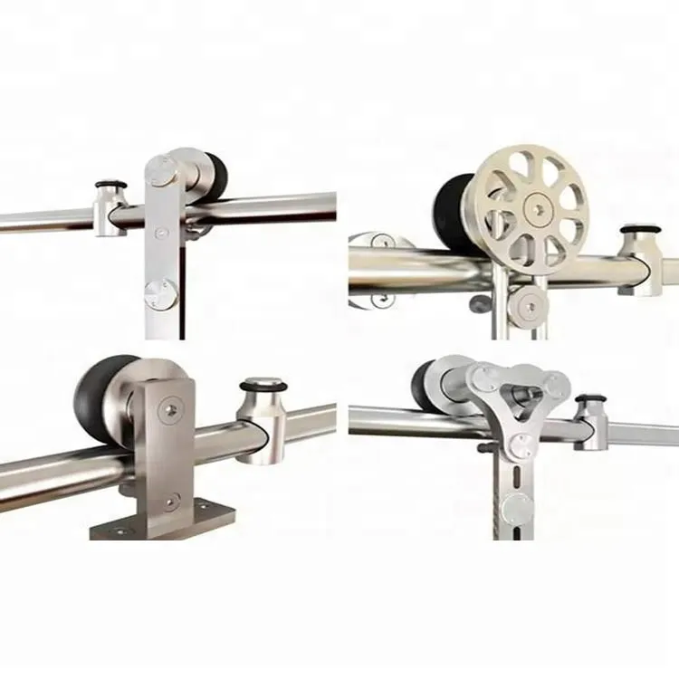 Rubber Sliding Door Wood Stainless Steel 304 Hanging Barn Door Hardware Kits