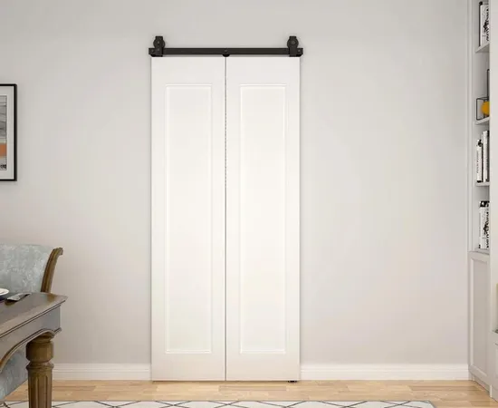 Mounted Black Roller Bifold Door Barn Style Bi Folding Barn Door Kit
