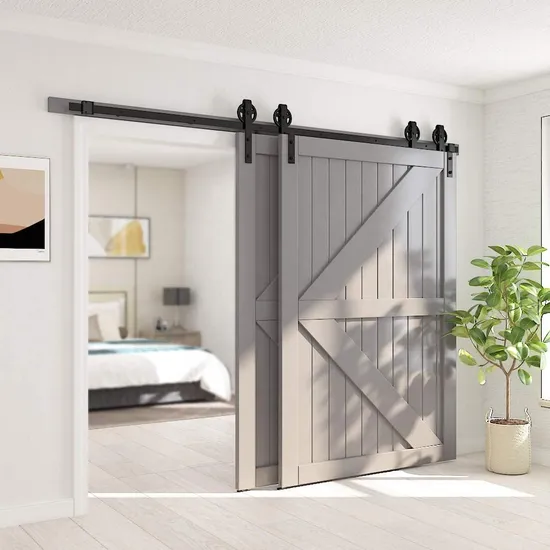10FT Heavy Duty Single Track Bypass Big Spoke Wheel Sliding Barn Door Hardware