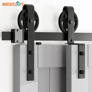 10FT Heavy Duty Single Track Bypass Big Spoke Wheel Sliding Barn Door Hardware