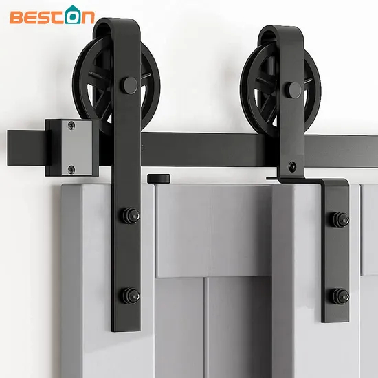 10FT Heavy Duty Single Track Bypass Big Spoke Wheel Sliding Barn Door Hardware