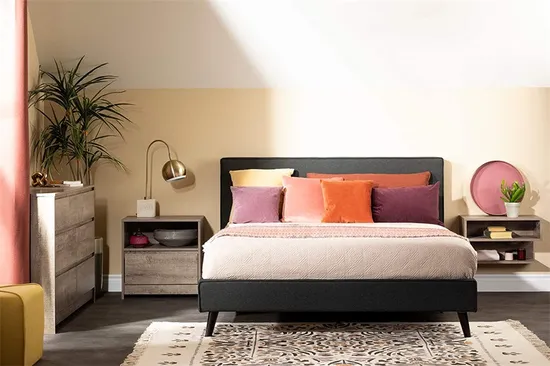 Wooden Wall Mounted Shelf with Drawer Bedside Nightstand Side Table