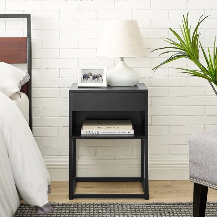 Black Bed Side Tables Folding Iron Nightstand Custom Night Stand