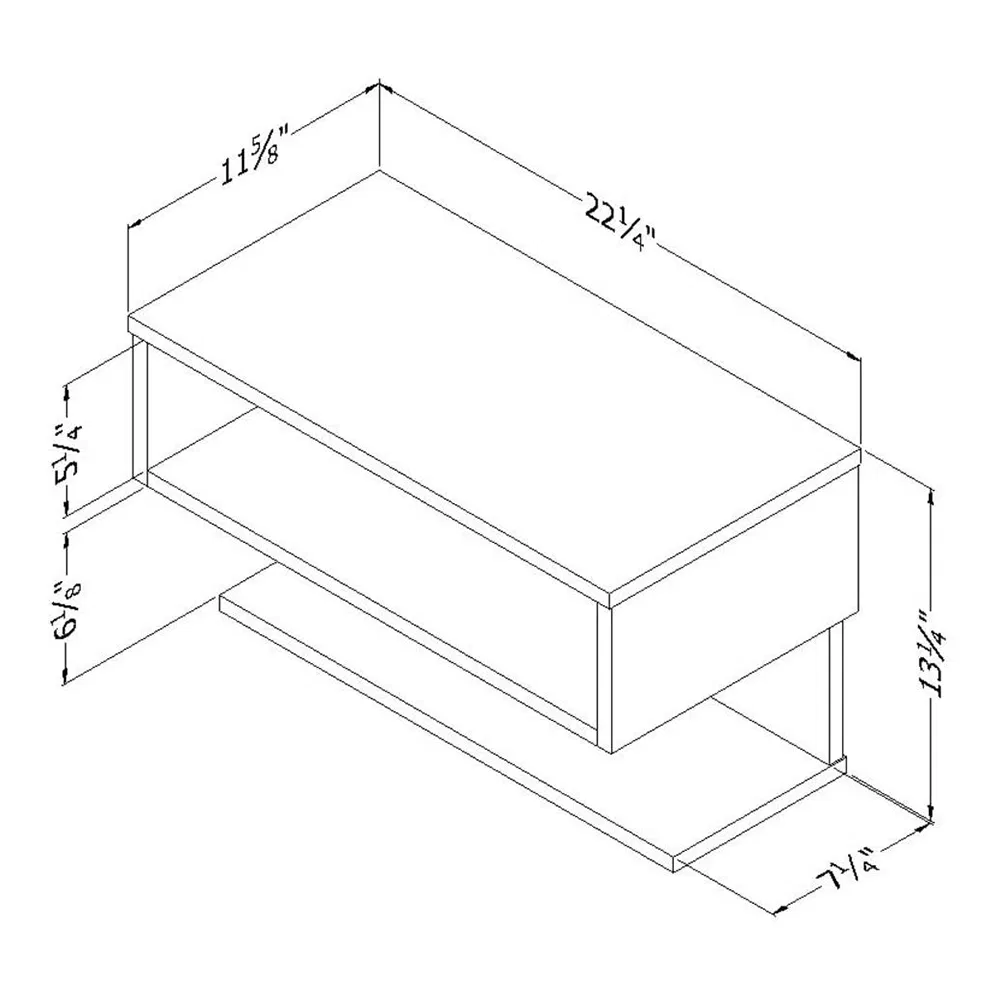 Wooden Wall Mounted Shelf with Drawer Bedside Nightstand Side Table
