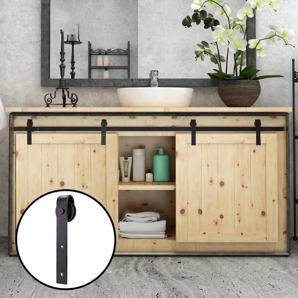 Mini Barn Sliding Double Door Hardware Kit for Cabinet Box Cupboard