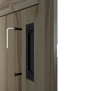 Matte Black Sliding Barn Door Handle Modern Simple Finger Flush Pull Handle