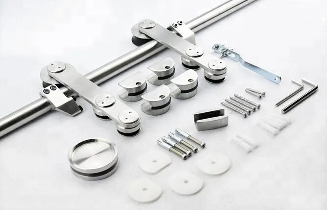 European Modern Stainless Steel Glass Door Sliding Barn Door Hardware System Kits