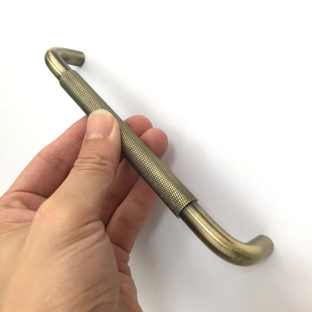 Aluminium Cabinet Hardware Furniture 128mm Brass Gold/Black Knurled Pull Handle