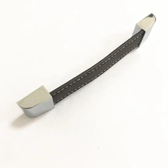 Hardware Kitchen Cabinet Solid Design 160mm Zinc Chrome + Leather Handle Pull