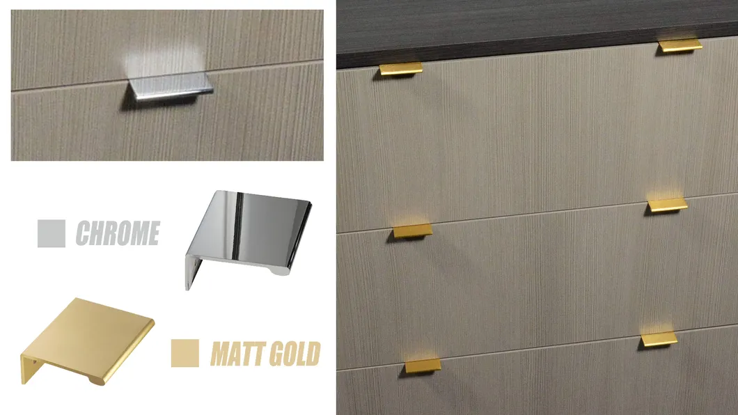 Bedroom Furniture Hardware Aluminum Alloy Chrome Kitchen Cabinet Drawer Edge Pull Handle