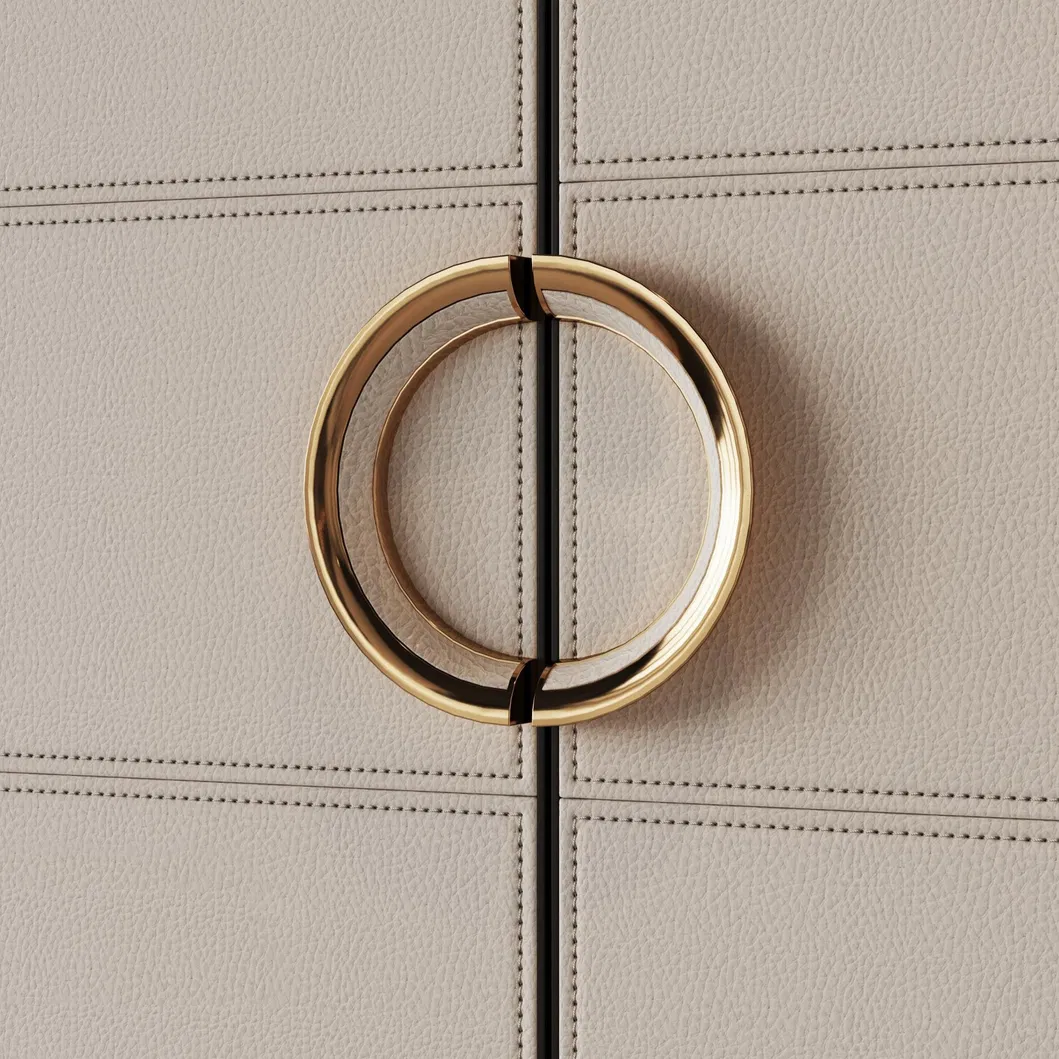 Furniture Wardrobe Door Handle Zinc Alloy Leather Cabinet Pull Cabinet Door Handle