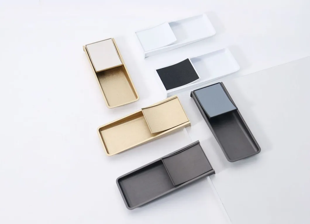 Concealed Cabinet Drawer Handle Zinc Invisible Leather Closet Door Pulls