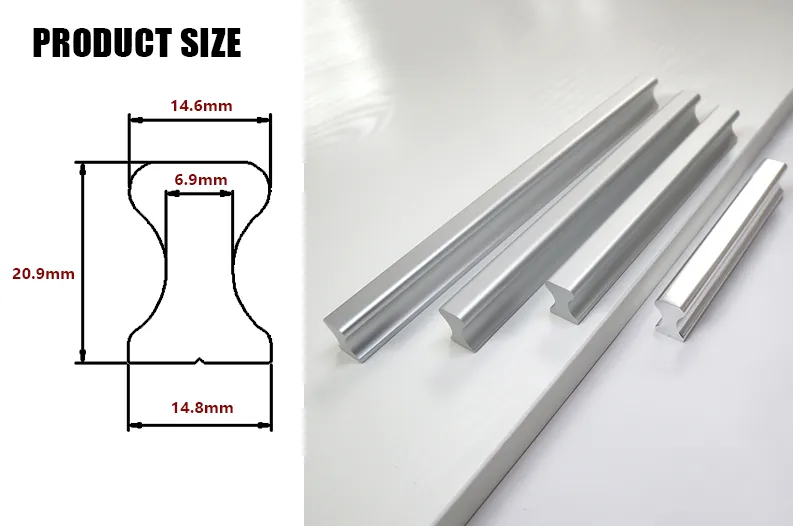 Furniture Hardware Aluminum Kitchen Cabinet Door Handle 64mm Silver Drawer Pull Handle