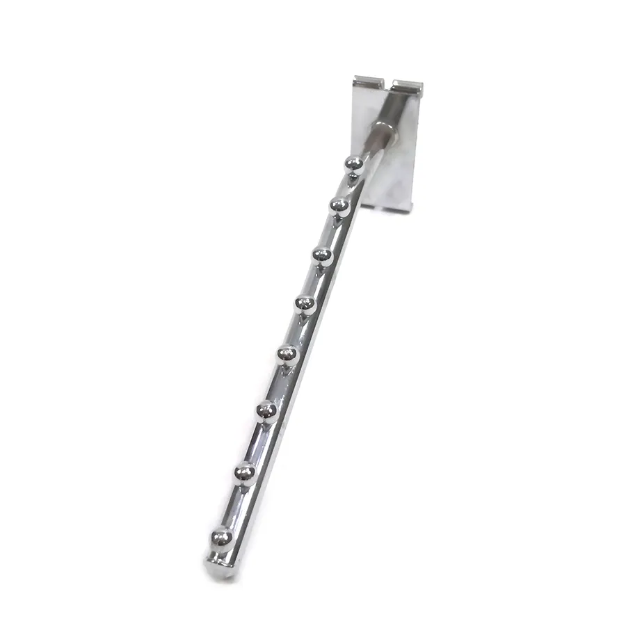 Clothes Chrome Finish Metal Hanging Display Iron Hook with Beads Supermarket Hooks