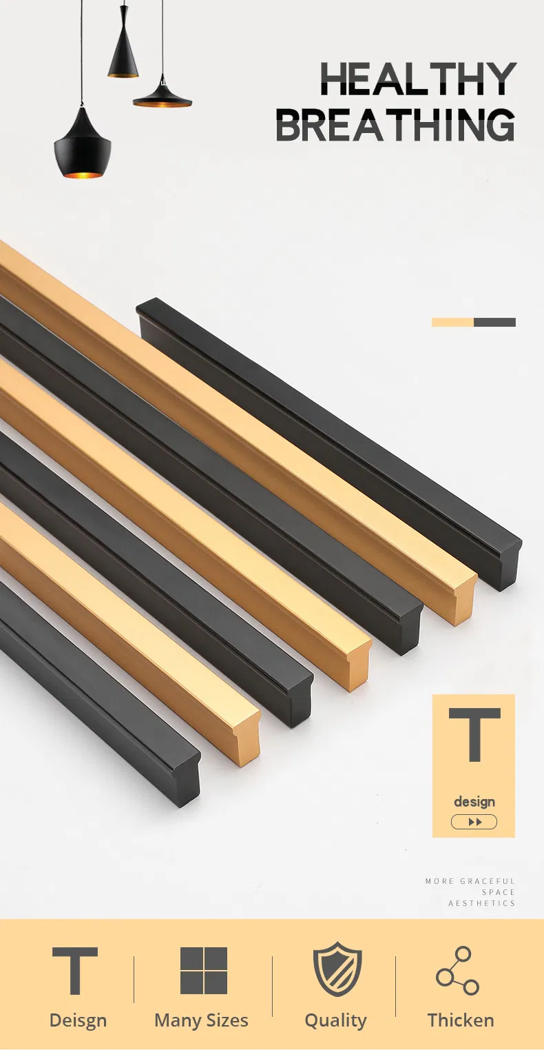 Aluminium Kitchen Handle Knob Furniture Cabinet Drawer Long Knobs Luxury Gold Handle