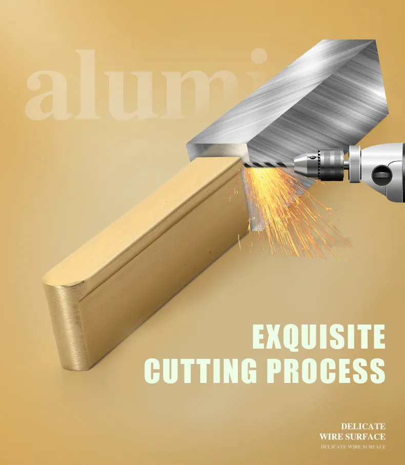 Furniture Hardware Solid Aluminum Pull Handle Black Gold Modern Drawer Cabinet Handles