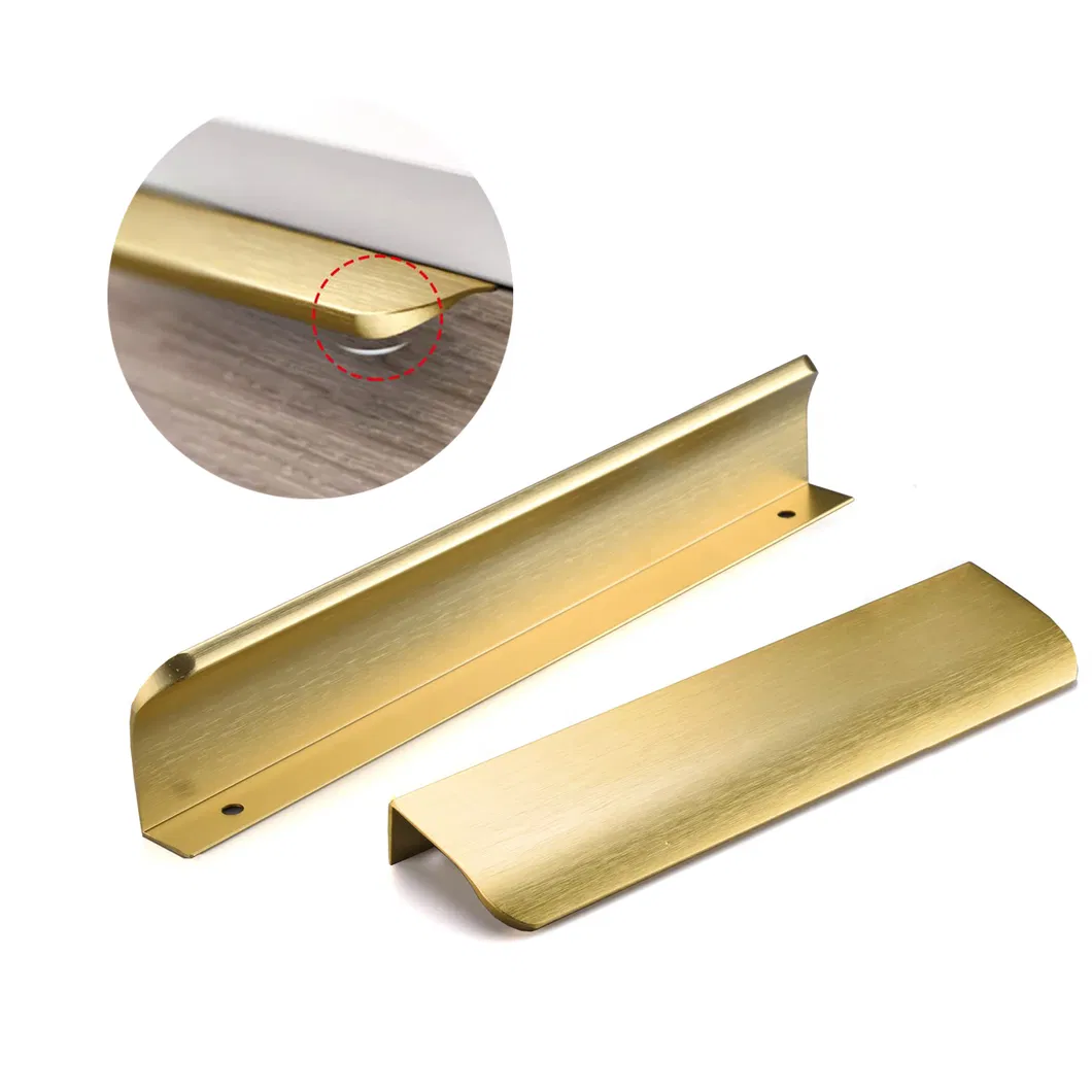 Aluminum Furniture Hardware Drawer Handles Hidden Finger Edge Pull for Kitchen Cabinet